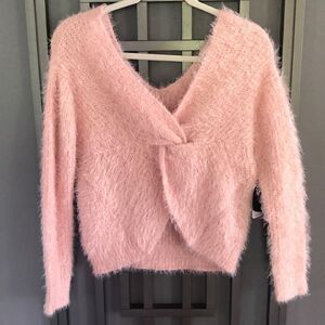 NWT Blush pink, twist, fuzzy sweater, or wear to Waze made with love by PCT size